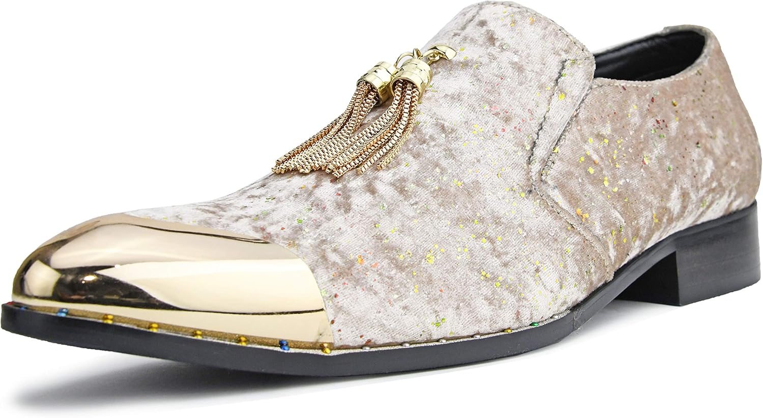 

Amali Chaz, мужские тапочки - лоферы для мужчин на пуантах - мужская повседневная обувь - искусственный бархат, смокинговые туфли - металлическая золотая цепочка с кисточкой и золотой металлический наконечник, классические туфли - подарок