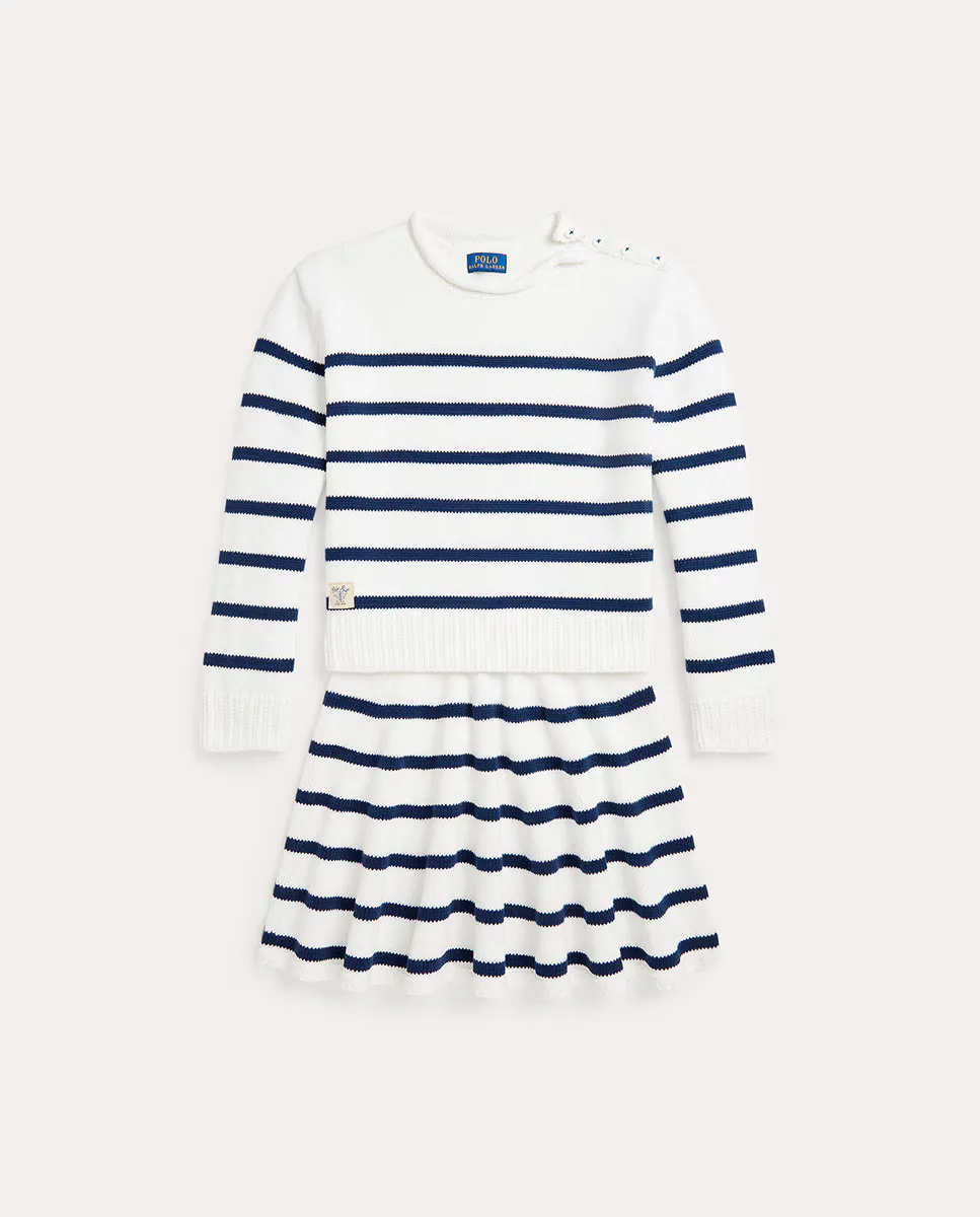 

Комплект из хлопкового трикотажа и юбки для девочки Polo Ralph Lauren, белый