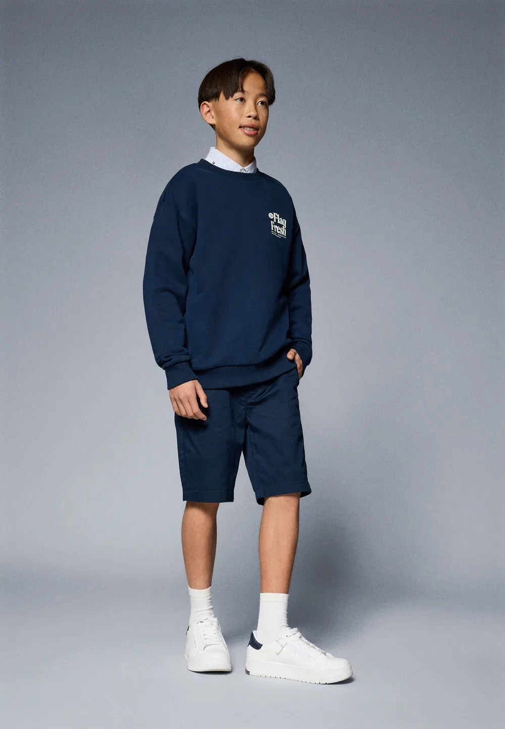 Забавная толстовка унисекс с принтом в виде флага на спине Tommy Hilfiger, Dark Night Navy — фото 2