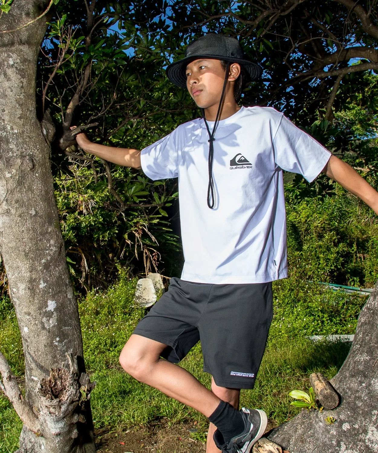 Детская футболка с коротким рукавом, быстросохнущая, UPF50+, стрейч, ANIMAL SURFER ST YOUTH Quiksilver, White — фото 4