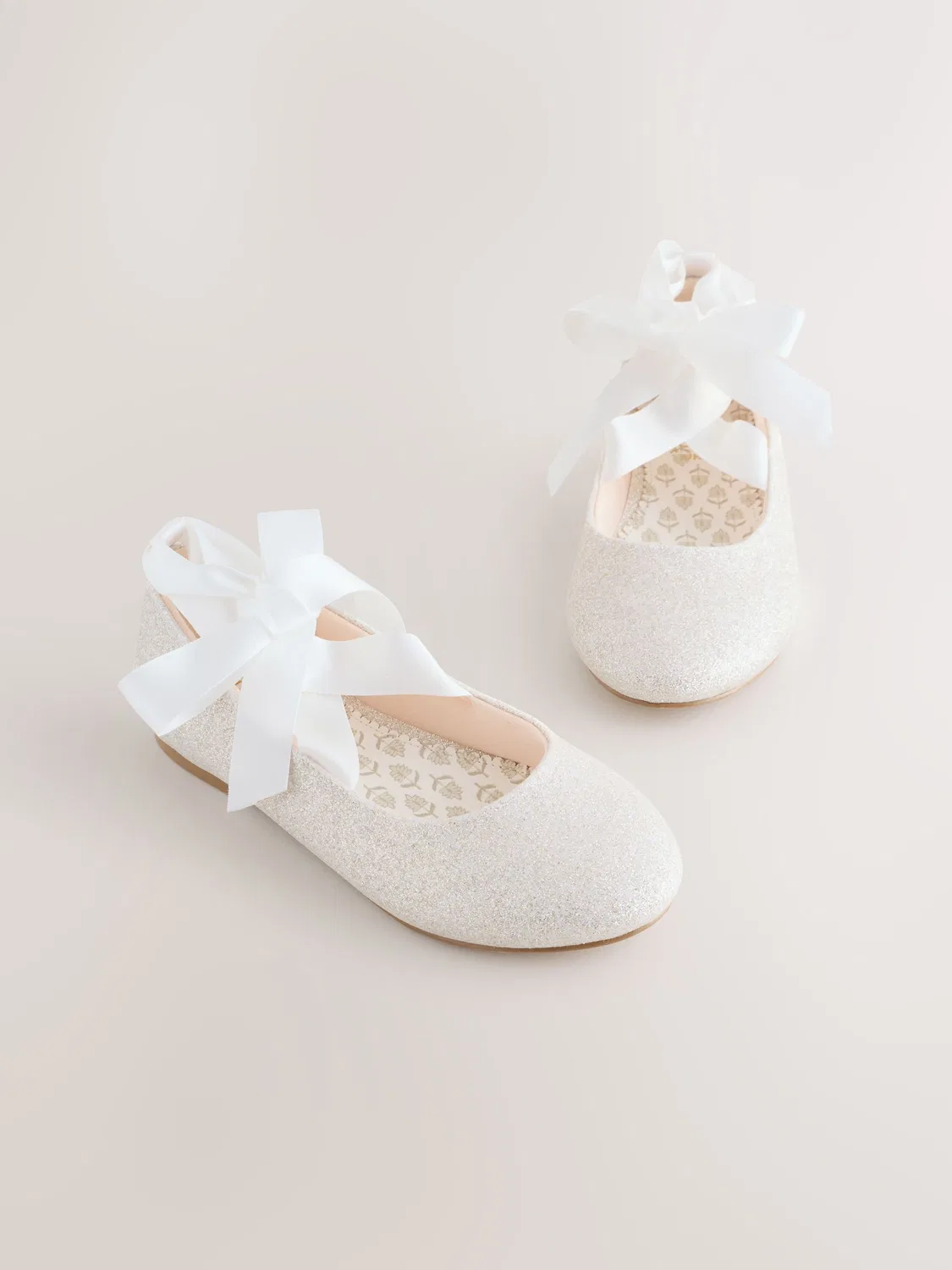 Балетки с блестками Tie Ballerina Next, белый глиттер