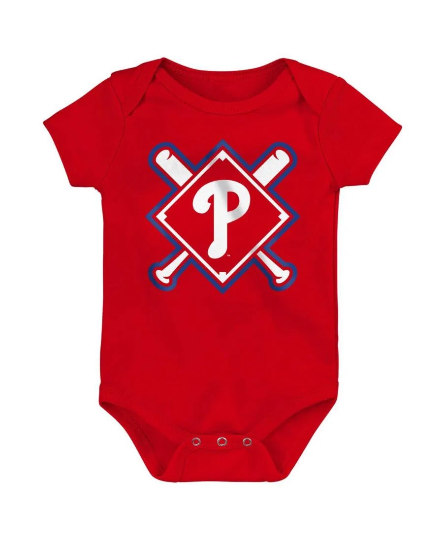 Комплект ползунков с коротким рукавом Philadelphia Phillies Home Plate Outerstuff, Blue, Cream — фото 4