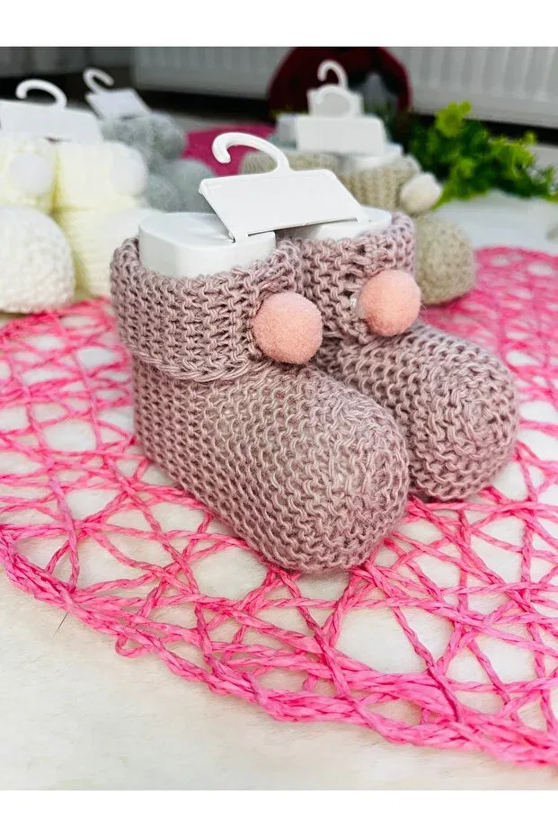 Детские пинетки для девочек вязаные Wofım Kıds, Pink