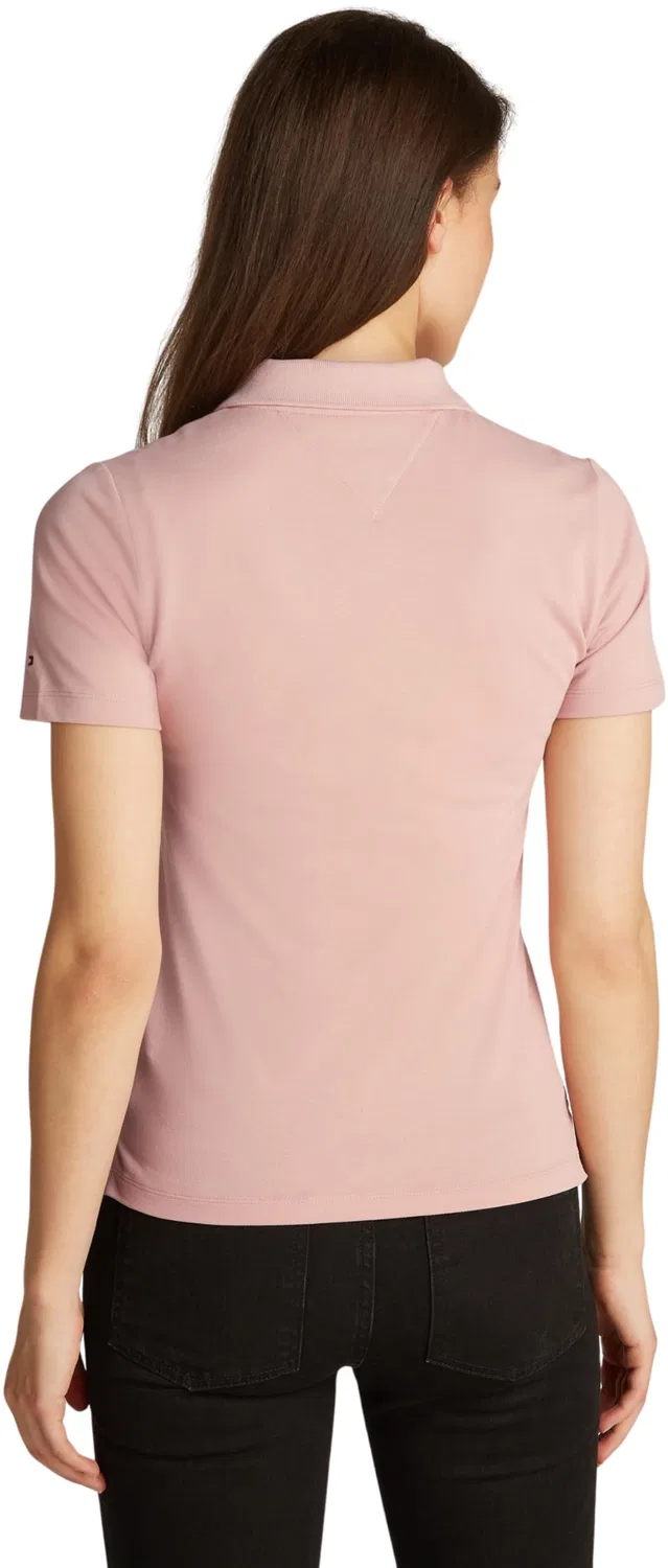Женское поло с принтом Slim Script Graphic Polo Tommy Hilfiger, Pink (Foggy Pink) — фото 2