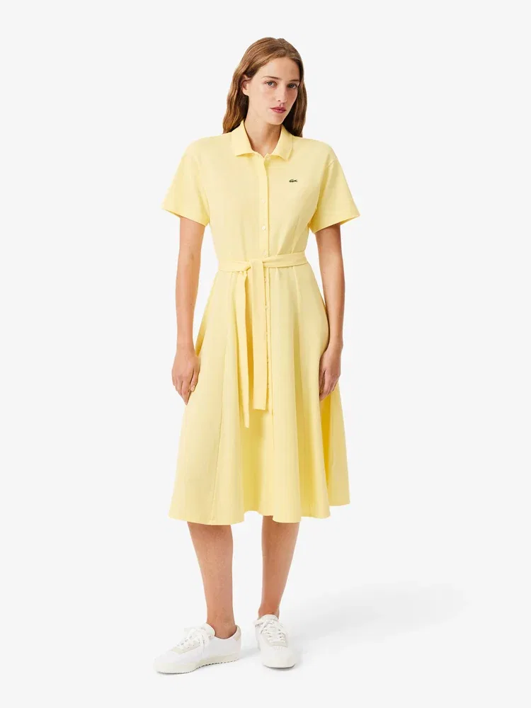 Платье поло LACOSTE Lemon, приталенное с поясом