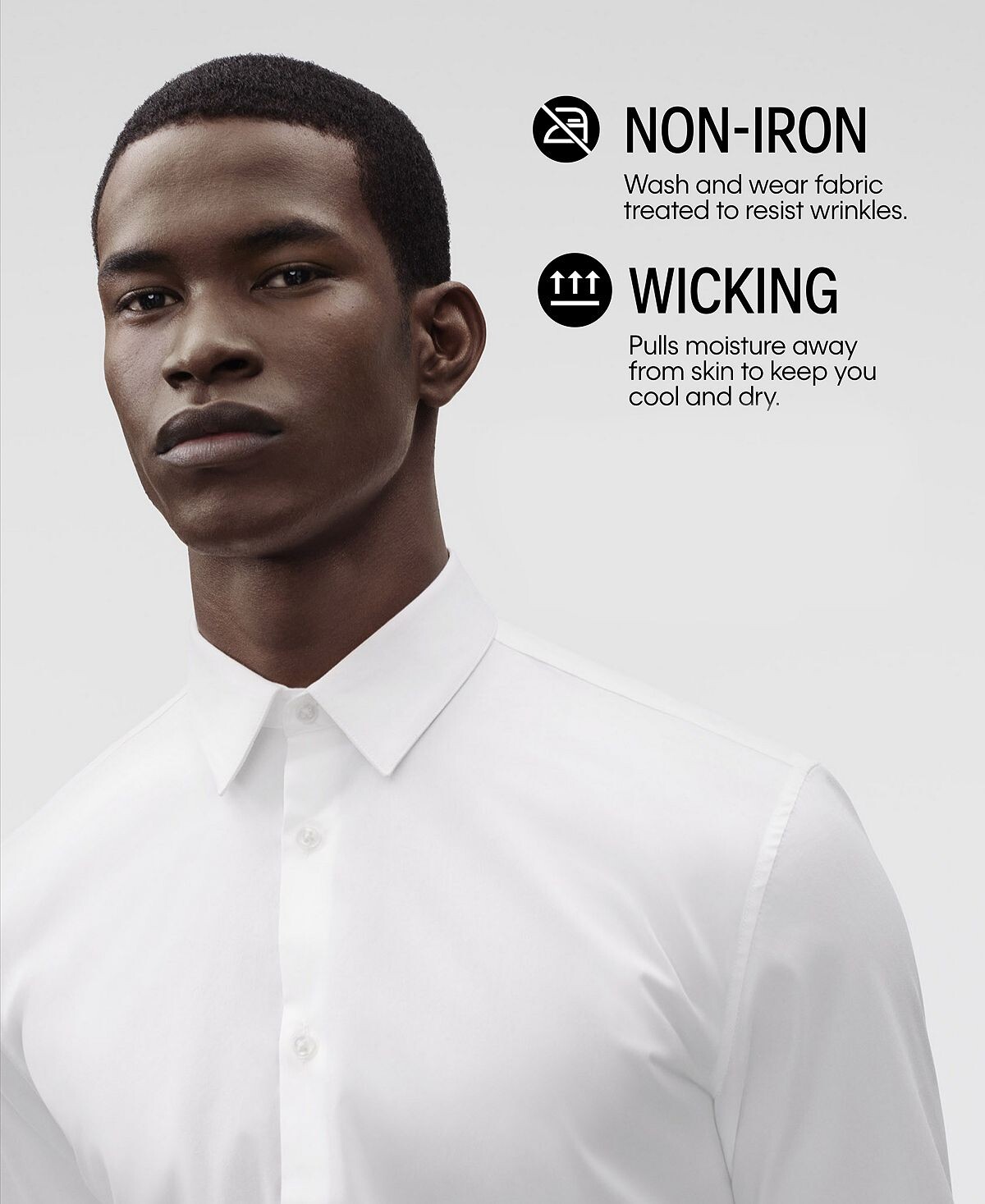 Мужская классическая рубашка calvin klein steel classic-fit non-iron performance с воротником в елочку Calvin Klein, черный — фото 4