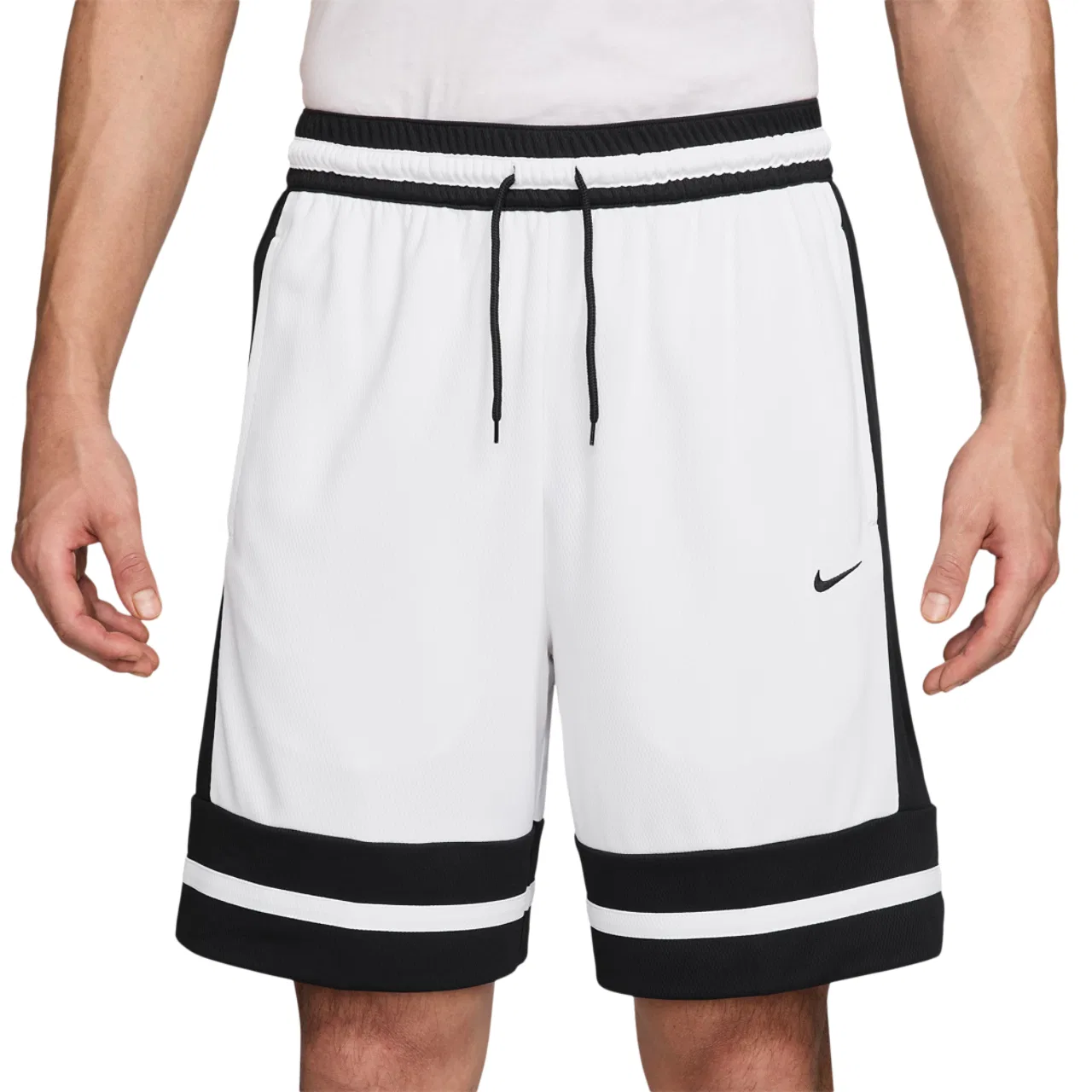 Мужские шорты с длиной по внутреннему шву 20 см, из полиэстера, Nike, White Black