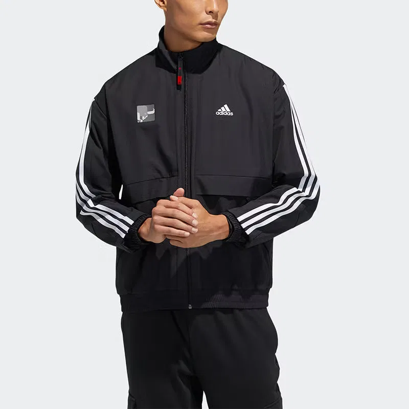Куртка спортивная с воротником-стойкой на флисе Cny Jkt South Adidas, черный — фото 3