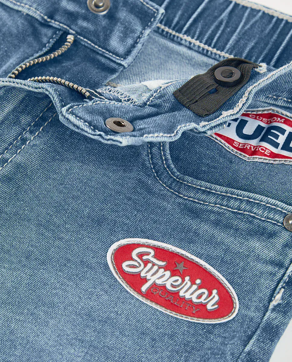 Детские шорты для мальчиков джинсовые на резинке Boboli, Azul Denim — фото 2