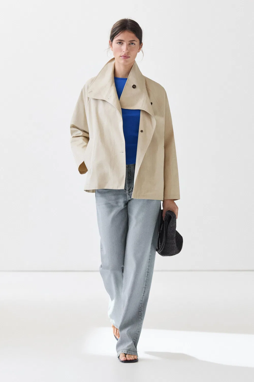 Куртка-накидка Massimo Dutti, из хлопка, бежевая