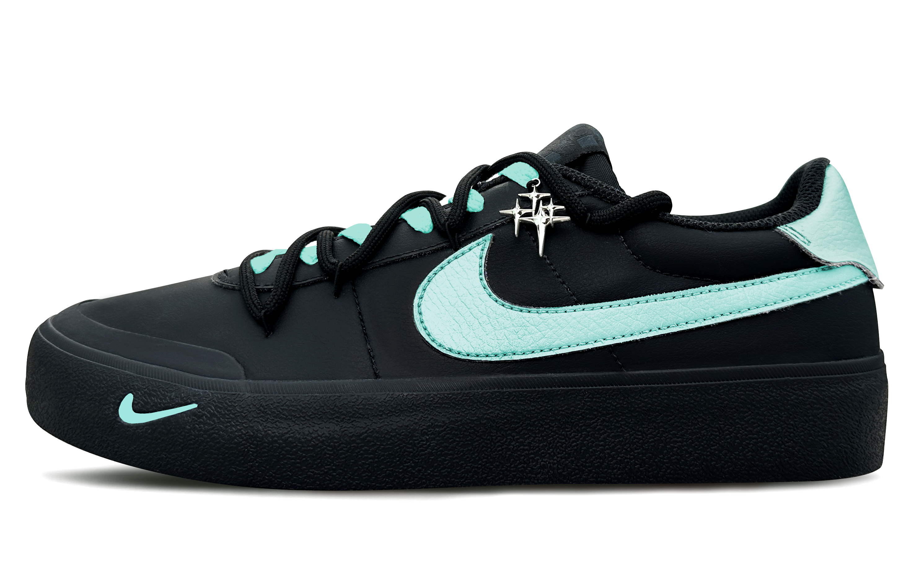Nike Кроссовки Court Shot Azo Blue, Shimmery Cat Low top Skateboard Shoes для мужчин, синий черный — фото 2
