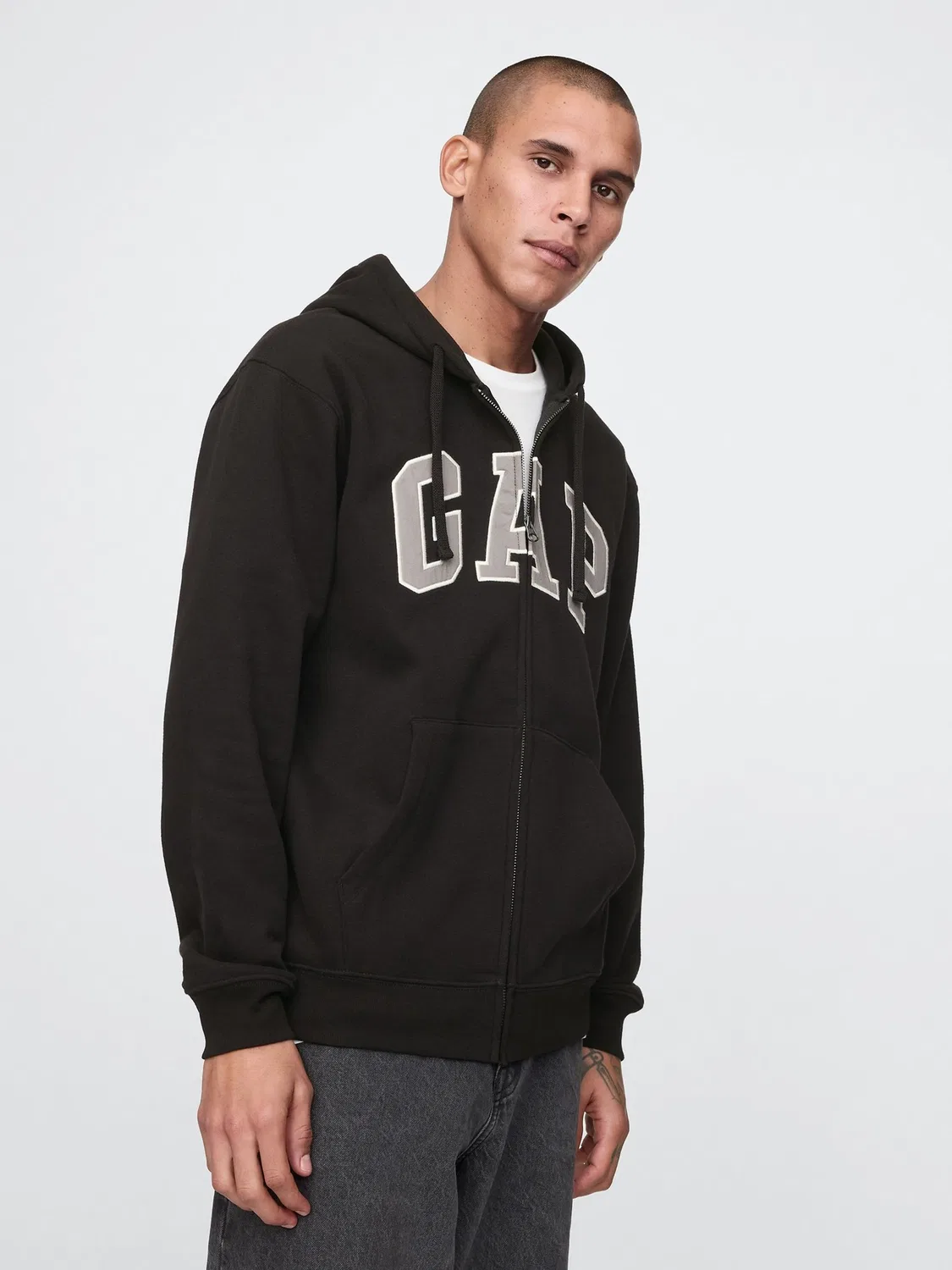 Худи с капюшоном VintageSoft, молния Gap, черный