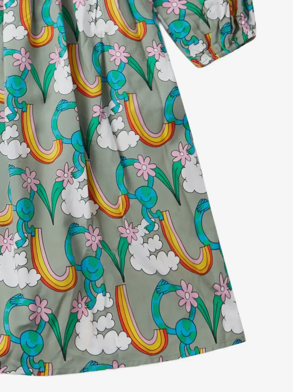 Платье с длинными рукавами и принтом Earth Friends Stella McCartney Kids, зеленый — фото 4