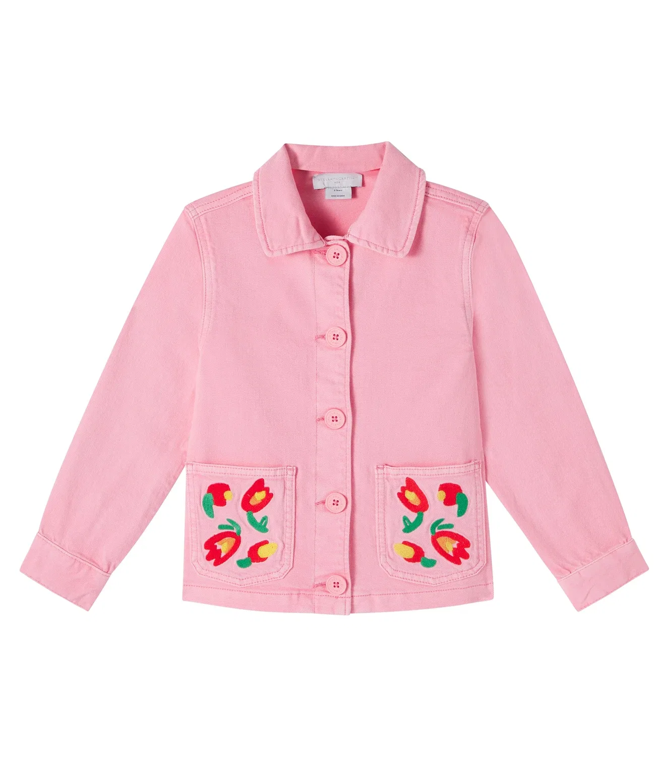Джинсовая куртка с вышивкой, Stella Mccartney Kids, розовый