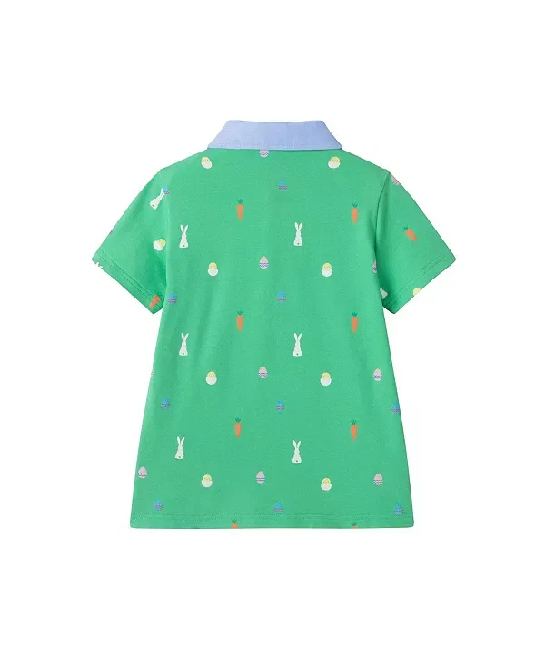 Детский комплект для мальчиков с длинным рукавом Bunny Toss Knit Polo & Short Set Andy & Evan, Green Easter — фото 3
