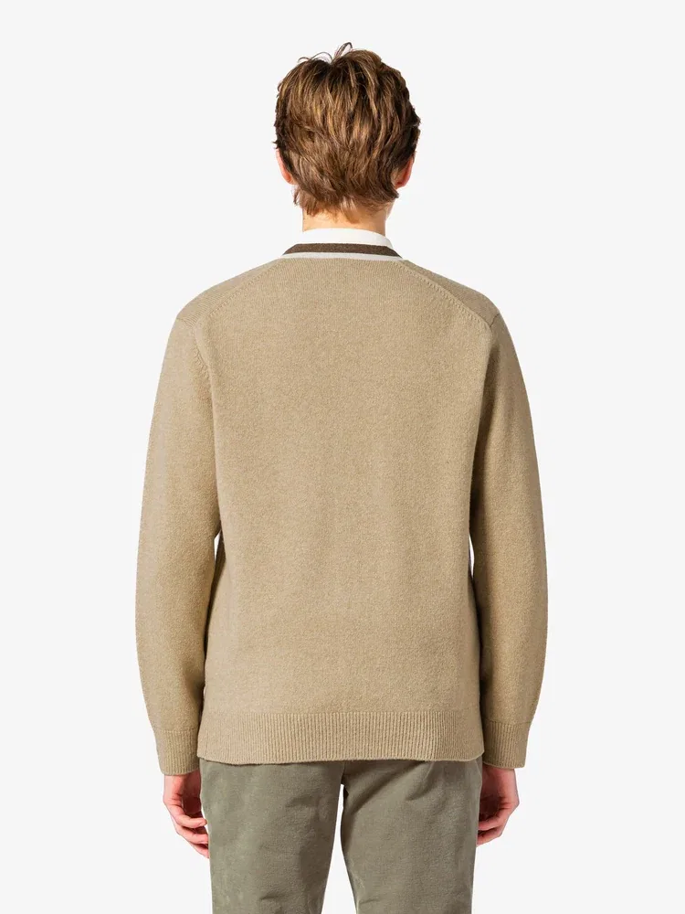 Пуловер шерстяной с V-образным вырезом LACOSTE, Beige — фото 3