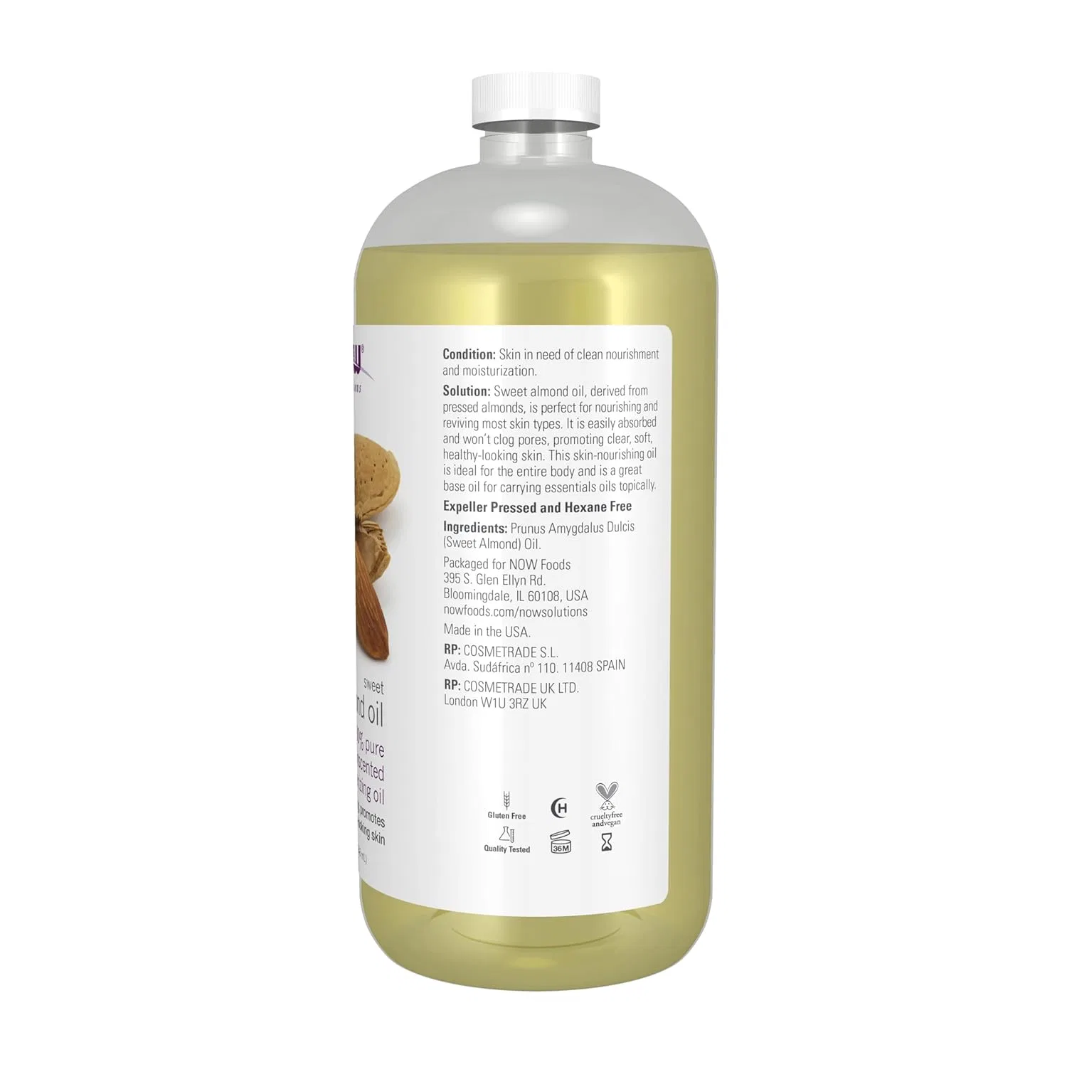 Масло для тела Almond Oil, NOW, 946.35 мл — фото 2