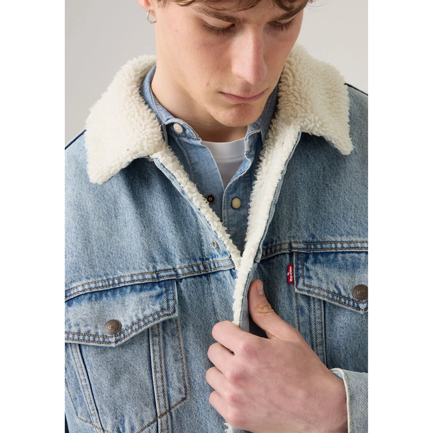 Мужская джинсовая куртка с подкладкой Levi's, Kentucky Blue Sherpa — фото 4