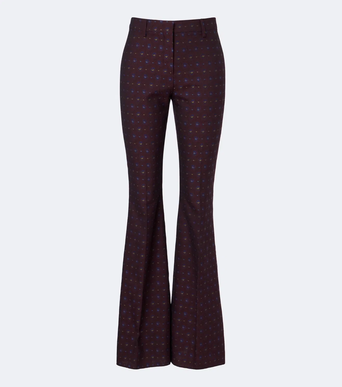 Брюки клеш с цветочным жаккардом Etro, бордовый