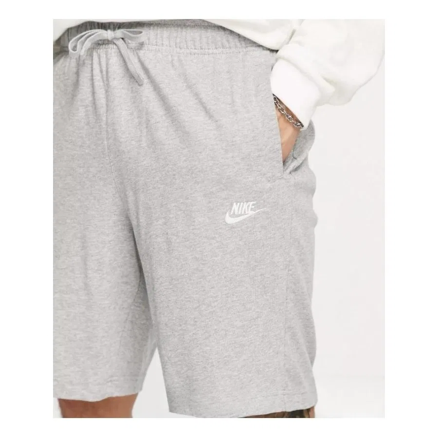 Шорты спортивные хлопковые с карманами Nike Sportswear Club Fleece, Серый — фото 4