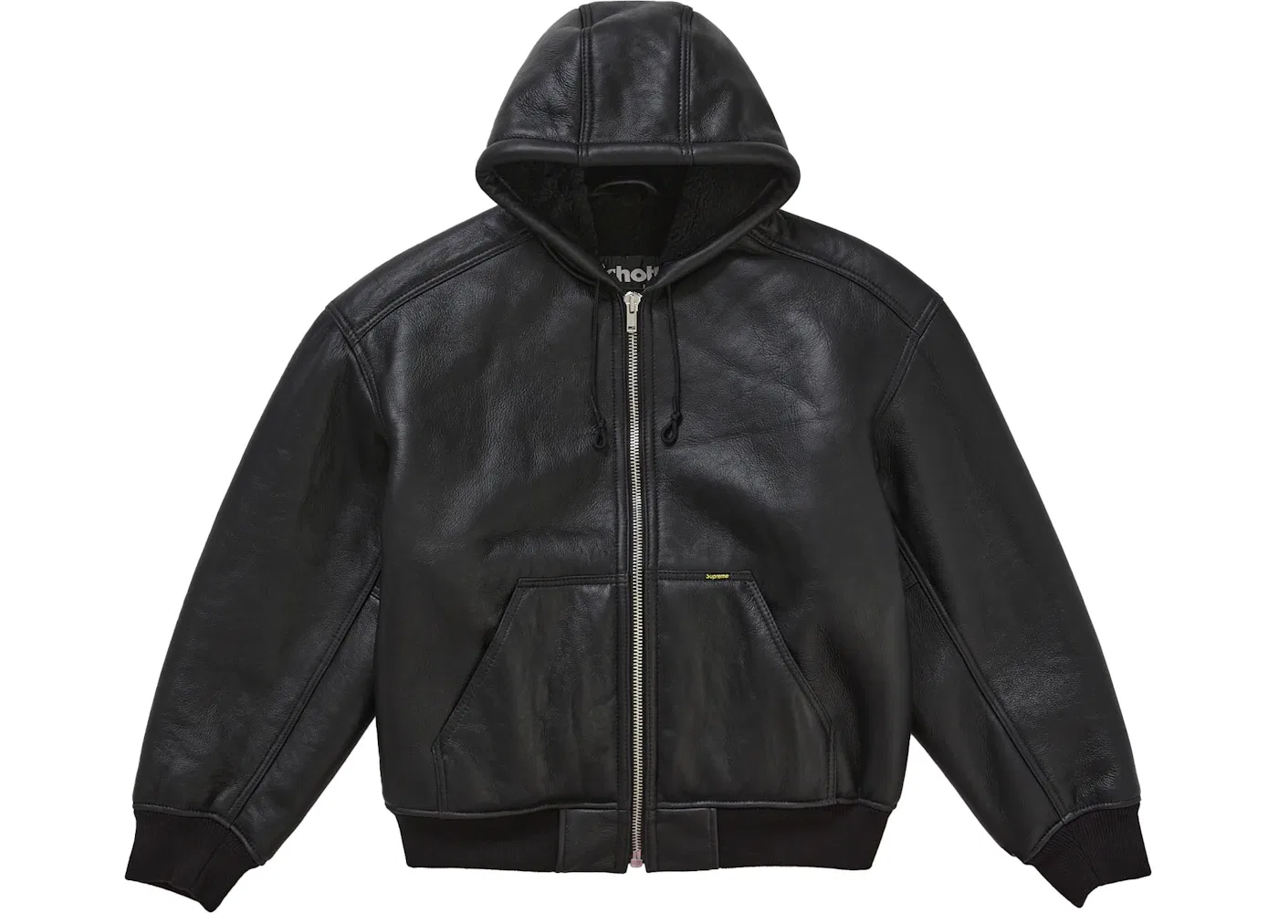 Мужская куртка с капюшоном из овчины Schott Supreme, Black