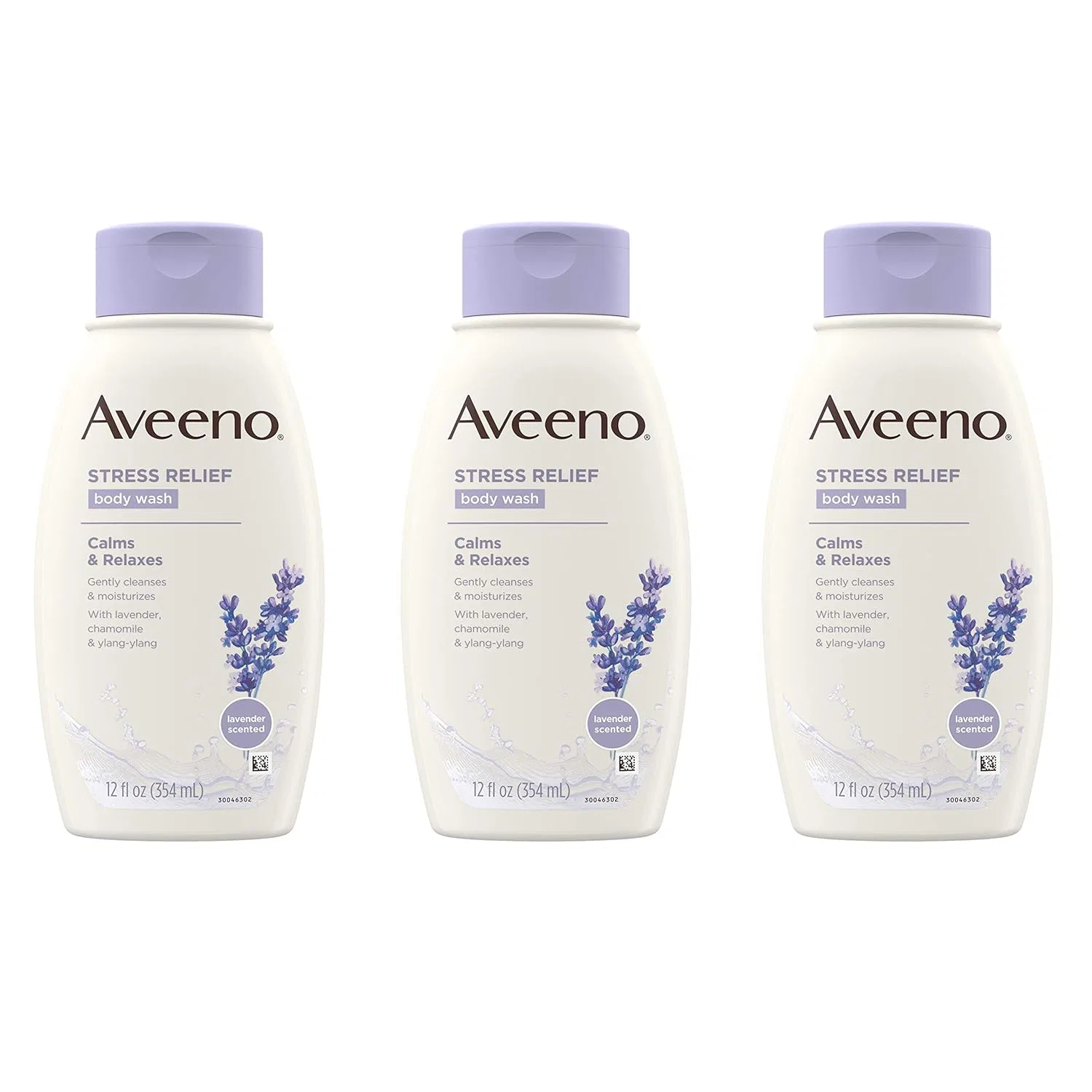 Гель для душа Aveeno Stress Relief Body Wash, успокаивающий овес, лаванда, ромашка и иланг-иланг, 12 fl. oz, набор из 3 шт