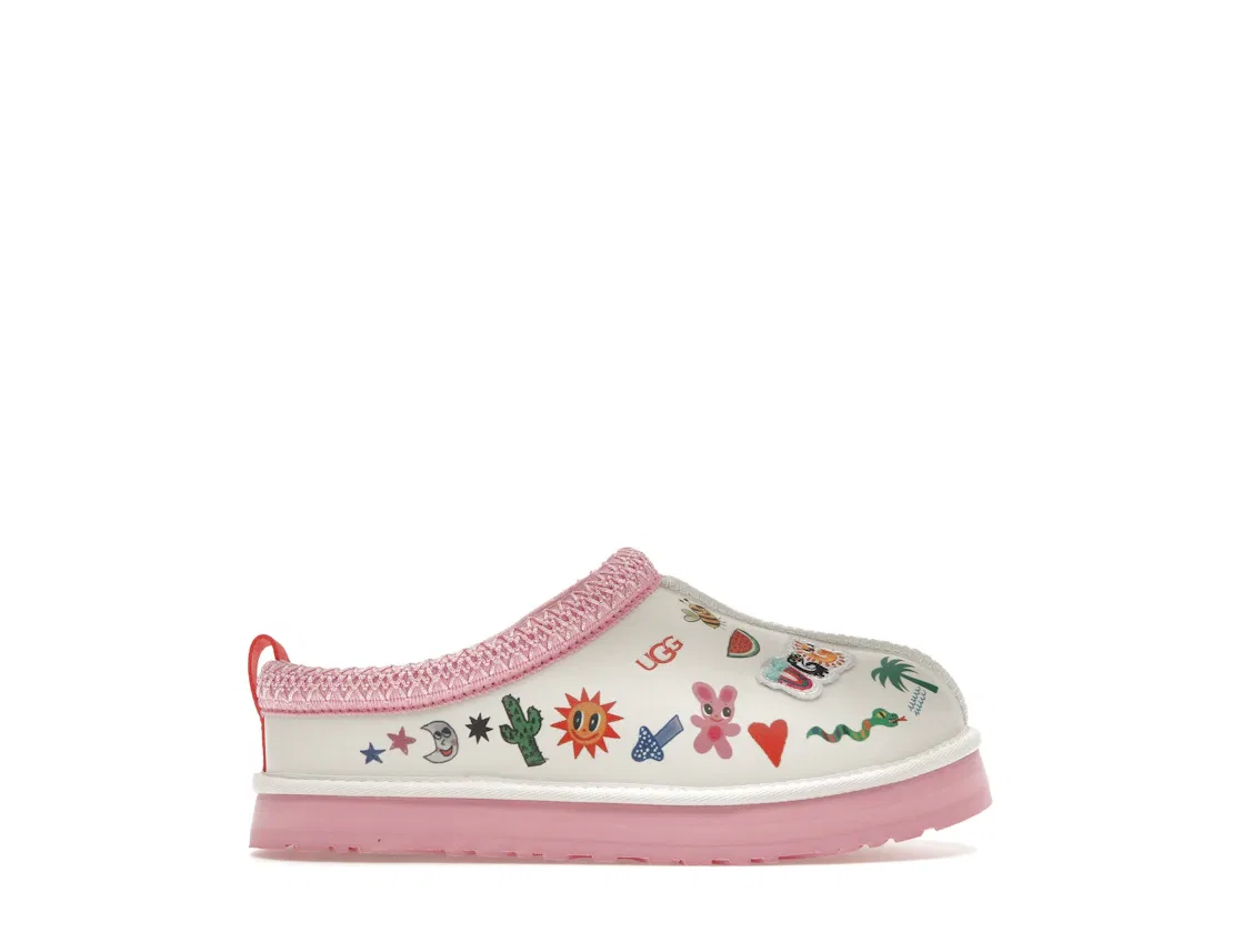 Детские тапки-слайдеры с принтом UGG Tazz Slipper UGG, White/Pink