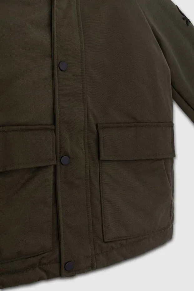 Детское пальто для мальчиков с капюшоном United Colors Of Benetton, Khaki — фото 3