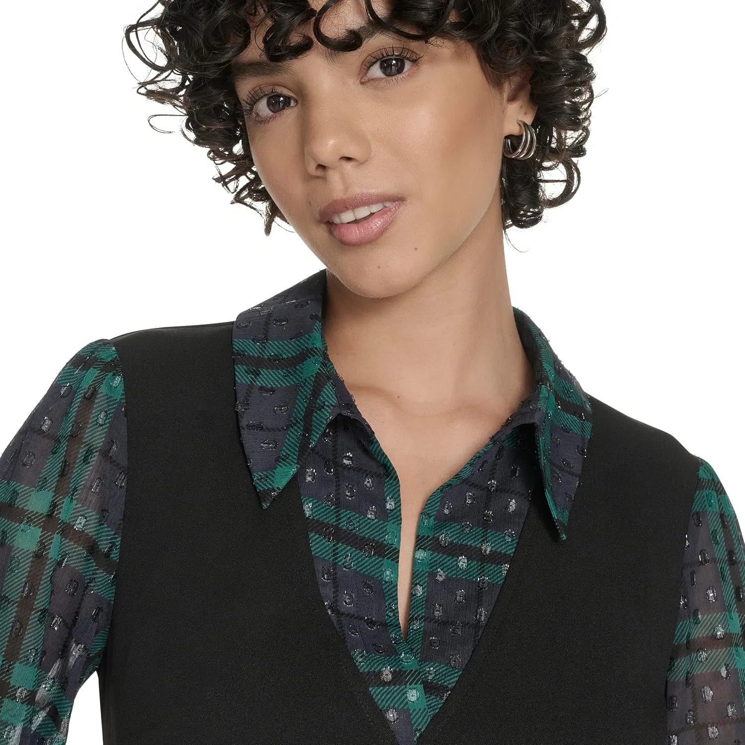 Женское платье-рубашка с длинным рукавом Tommy Hilfiger, Black Midnight/Evergreen — фото 4