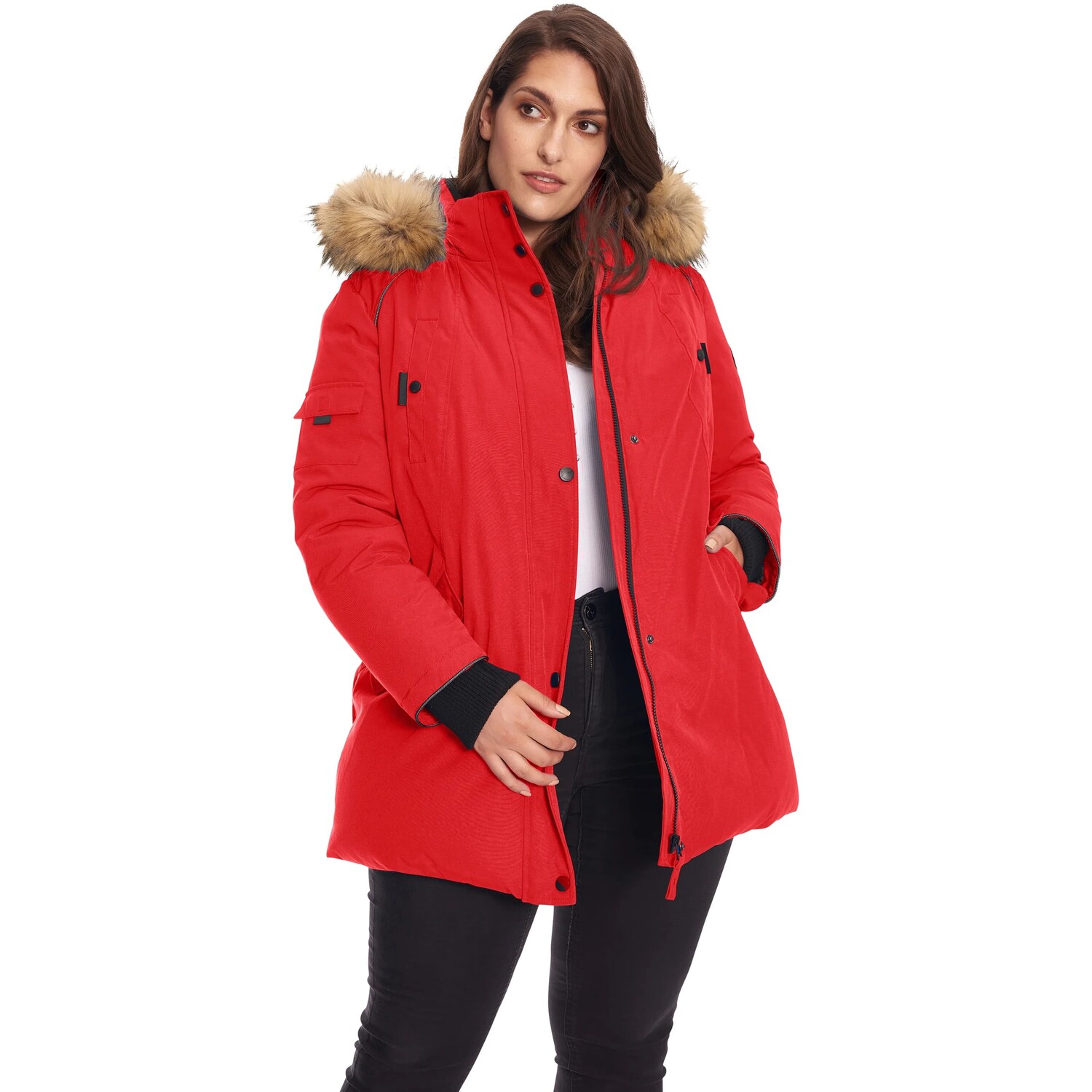 

Парка Alpine North Vegan Down Faux Fur Plus Size, красный
