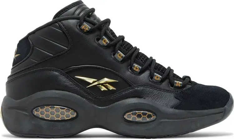 

Кроссовки question mid lux 'black gold' Reebok, черный