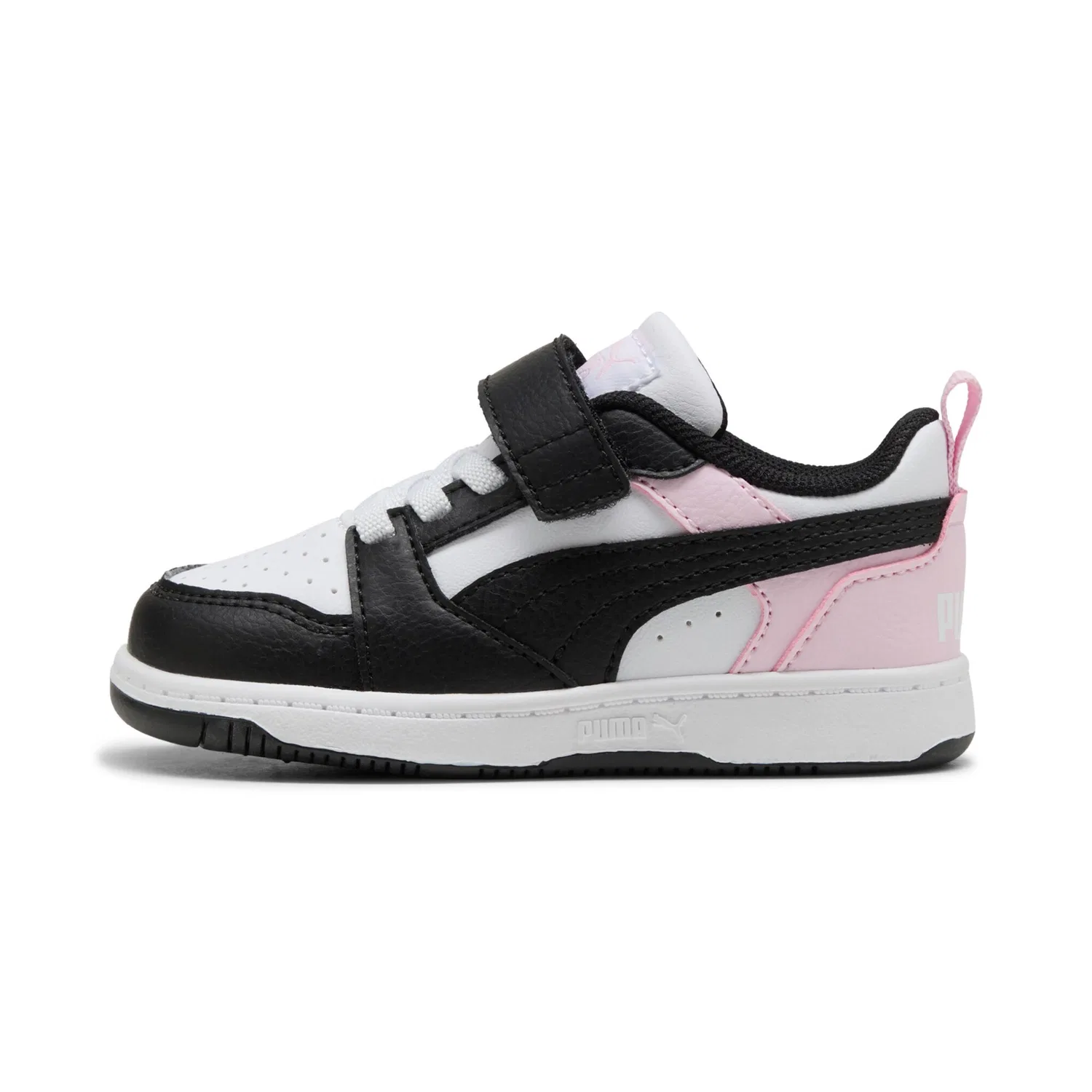 Детские кроссовки с низким силуэтом Rebound v6 Low PUMA, White/Black/Pearl Pink — фото 2
