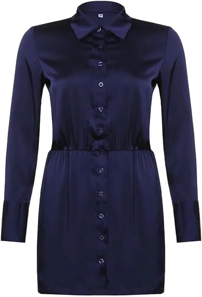 Женское мини-платье с V-образным вырезом Office Lady, Blue — фото 4