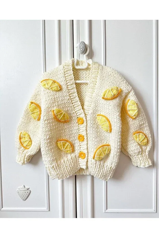 Детский кардиган с принтом Hand knitted lemon children's cardigan Generic Brands, Cream