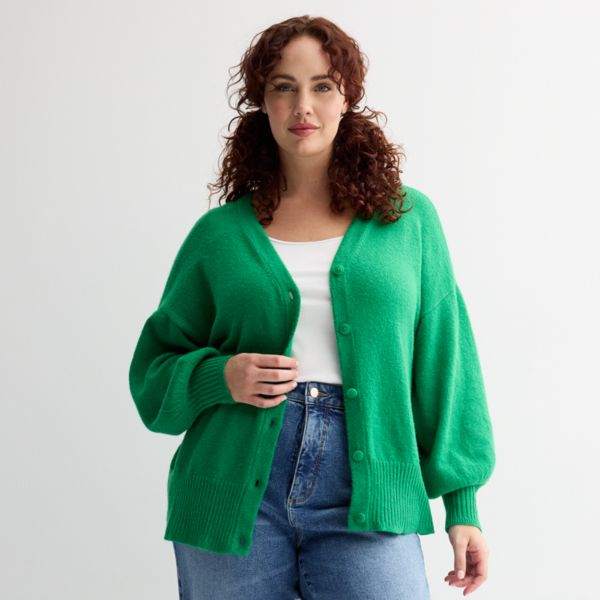 

Кардиган больших размеров с пуговицами спереди Sonoma Goods For Life, цвет emerald flare