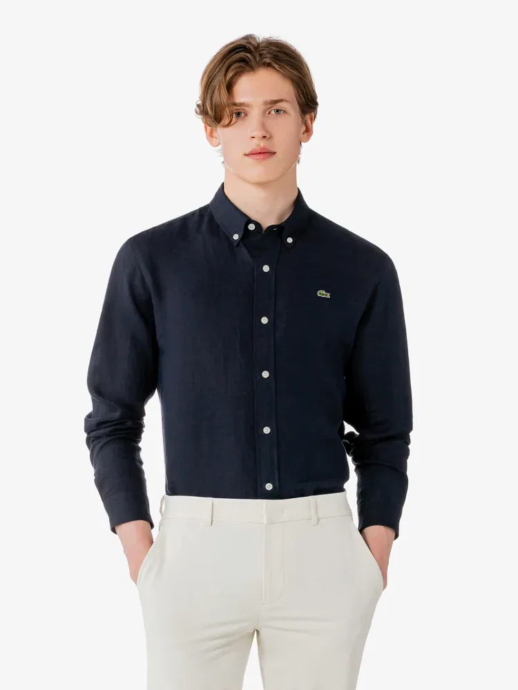 Рубашка с длинным рукавом, льняная LACOSTE, Navy