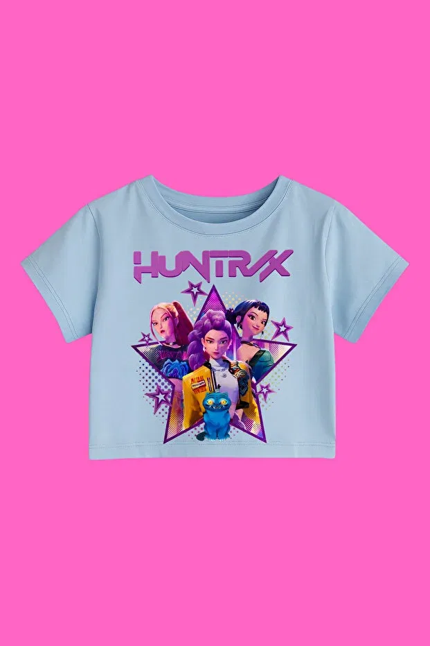 Детский топ-кроп для девочек хлопковый с принтом K-Pop demon hunters huntrix Mech Butik, Blue (Star)