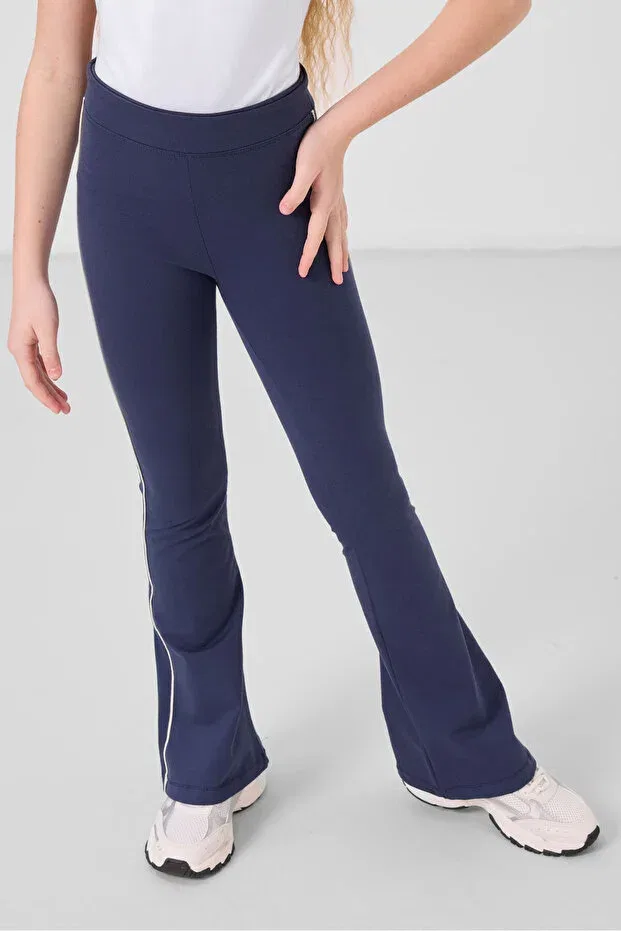 Детские леггинсы для девочек хлопковые Spanish Leg Tommy Life, Ecru/Indigo — фото 3