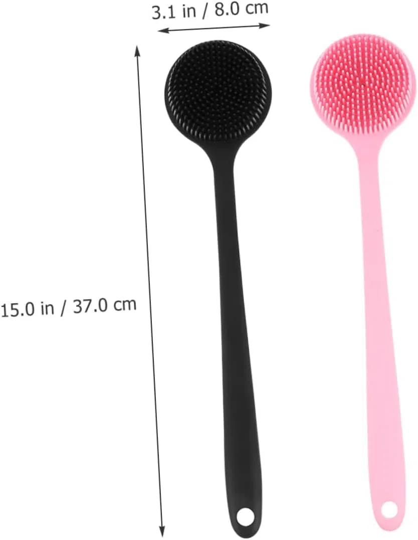 Щетка для тела с длинной ручкой WOONEKY, 2 шт, 37x8x3.5 см, Schwarz Rosa — фото 3