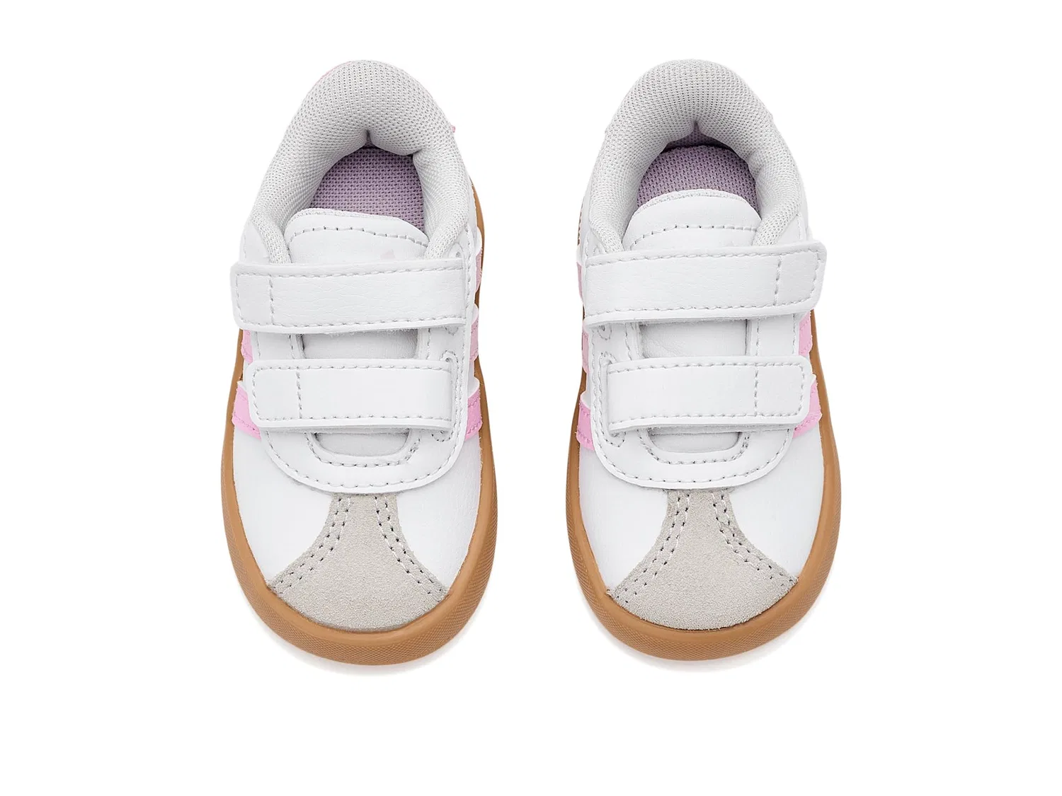 Кроссовки VL Court 3.0 Hook & Loop (для младенцев и малышей) Adidas Kids, White/Clear Pink/Gum — фото 3