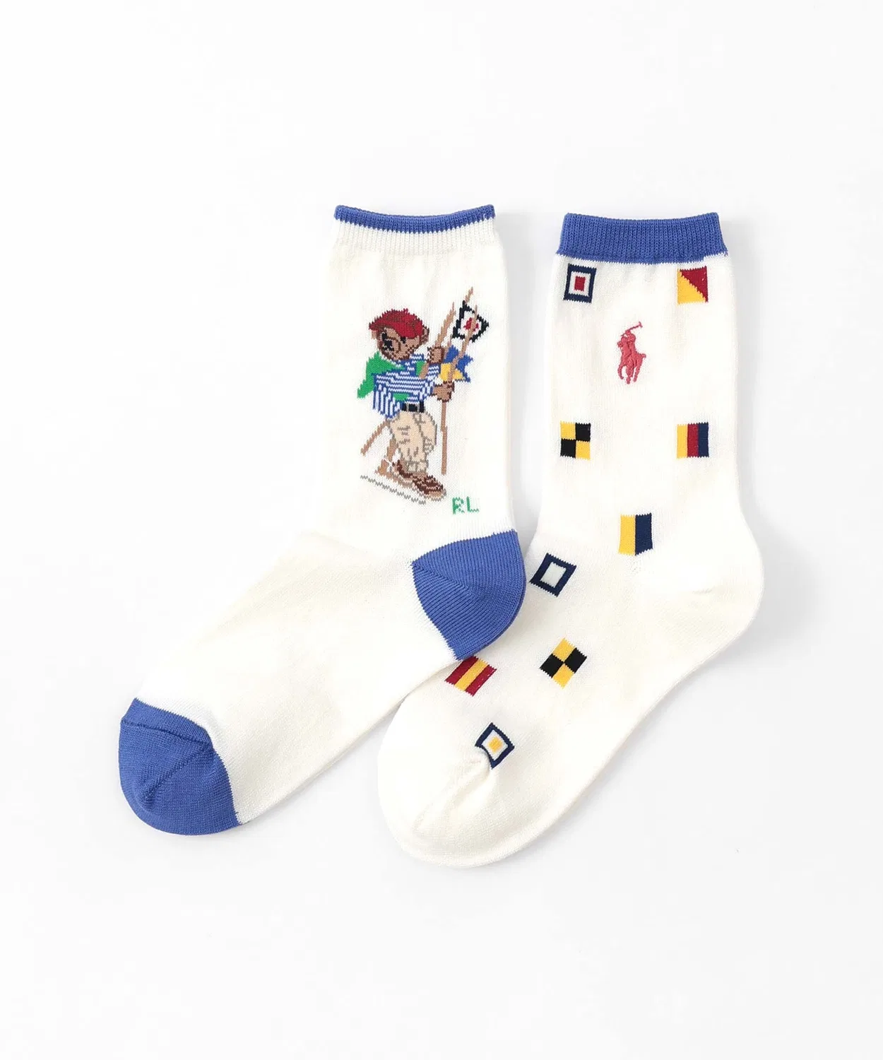Детские носки с принтом SAILING BEAR & FLAG POLO RALPH LAUREN, Белый