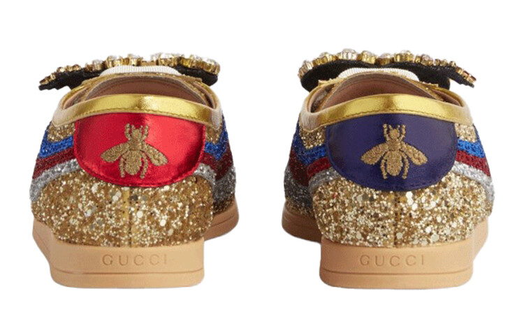 Кеды женские Gucci Falacer, золотой / синий / красный — фото 3