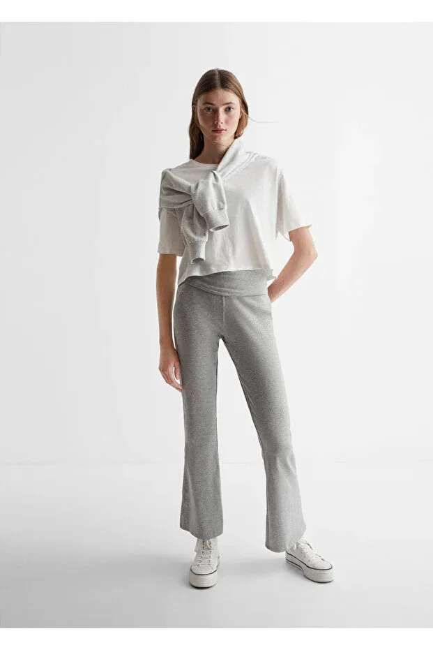 Детские леггинсы для девочек прямые Mango Kids, Light Gray