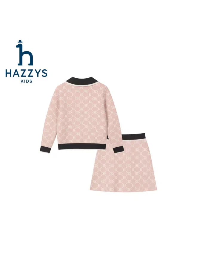 Комплект платьев с бантом и длинным рукавом Hazzys, розовый