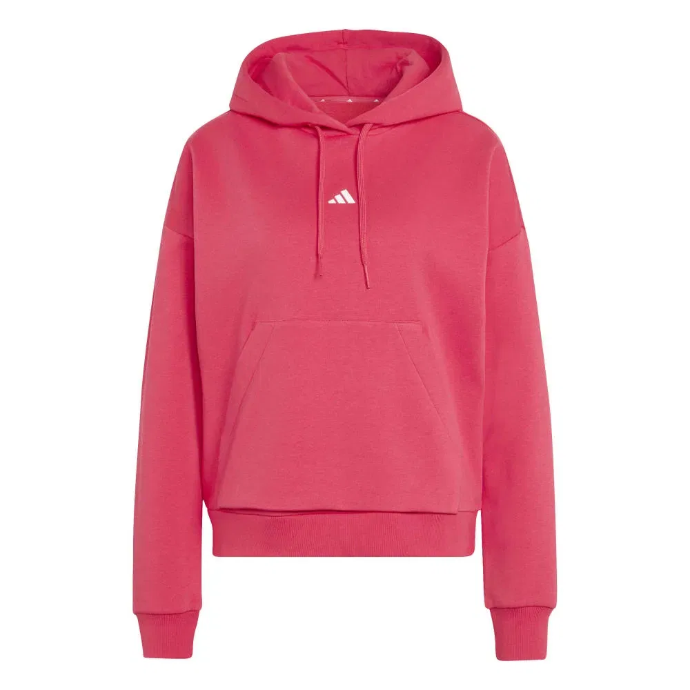 Женский свитшот с капюшоном без застежки Adidas Essentials Small Logo Feel Cozy, Pink — фото 3