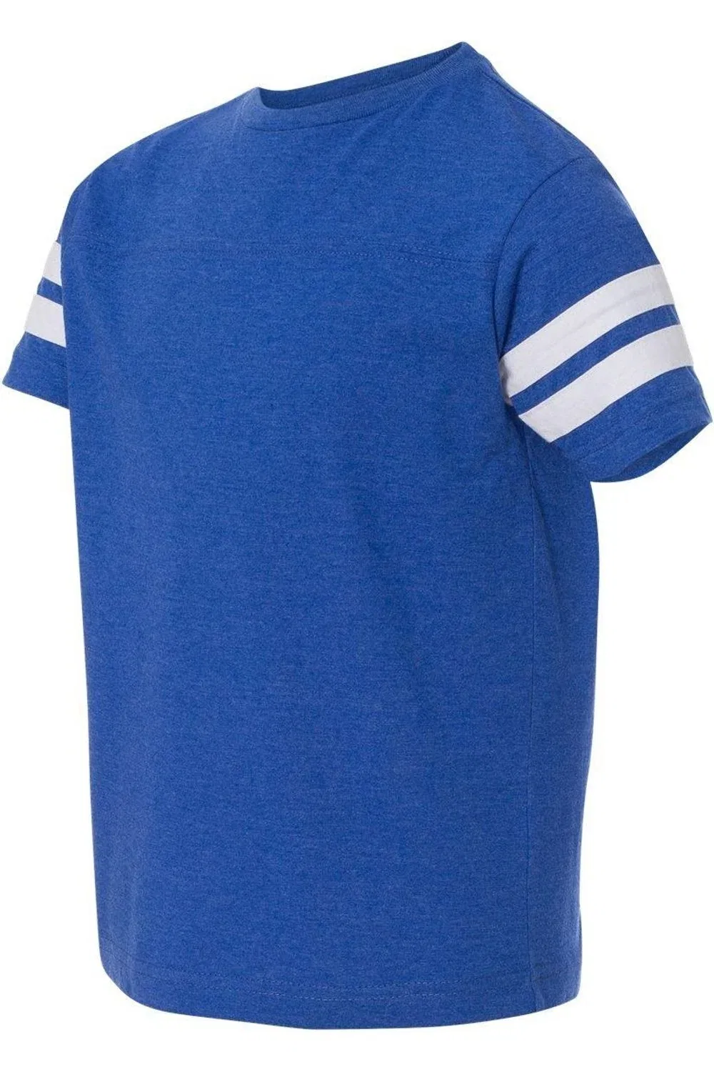 Детская футболка для мальчиков с контрастными полосами на рукавах LAT Youth Football Fine Jersey Tee, Vintage Royal/ White — фото 3