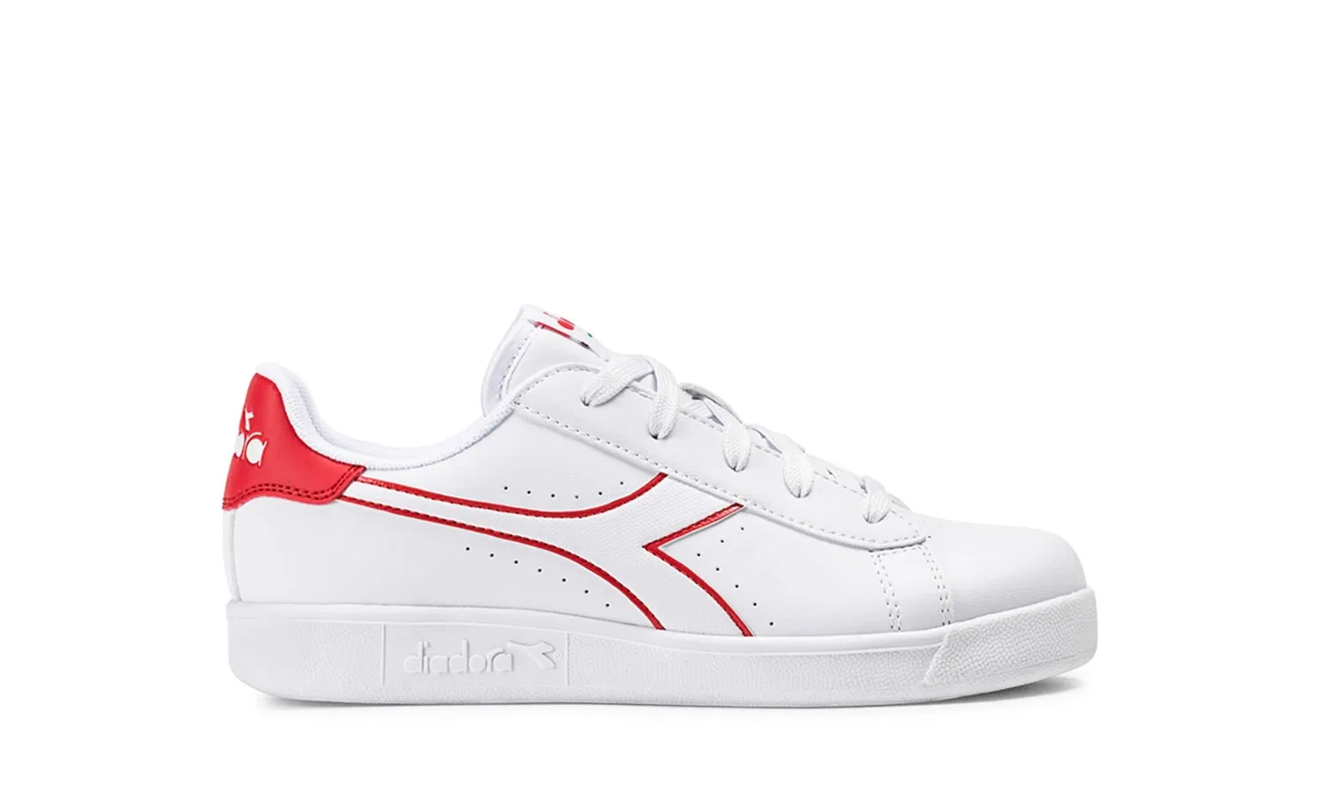 Детские кроссовки для мальчиков с перфорацией Diadora Game P GS, White Bittersweet Red