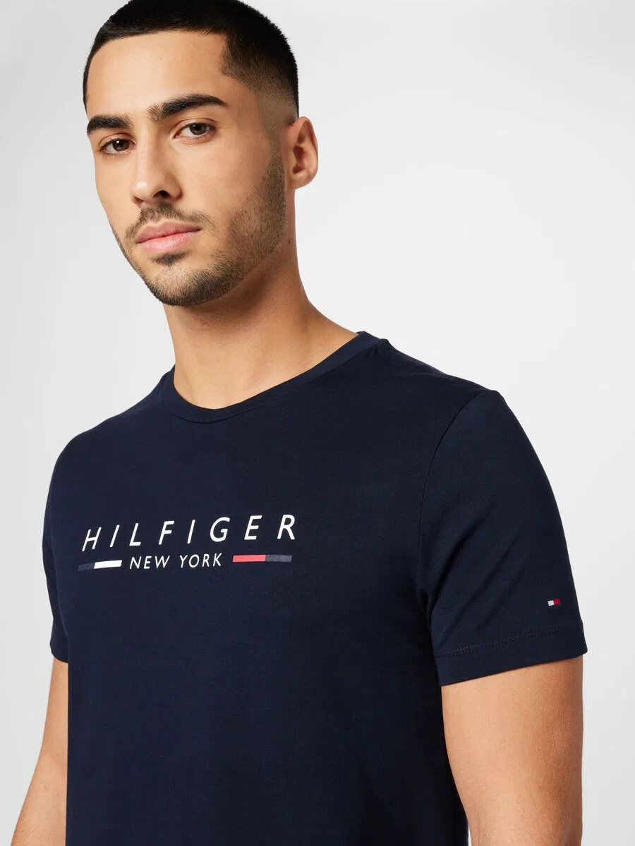 Футболка TOMMY HILFIGER Slim NYC Logo темно-синего цвета — фото 3