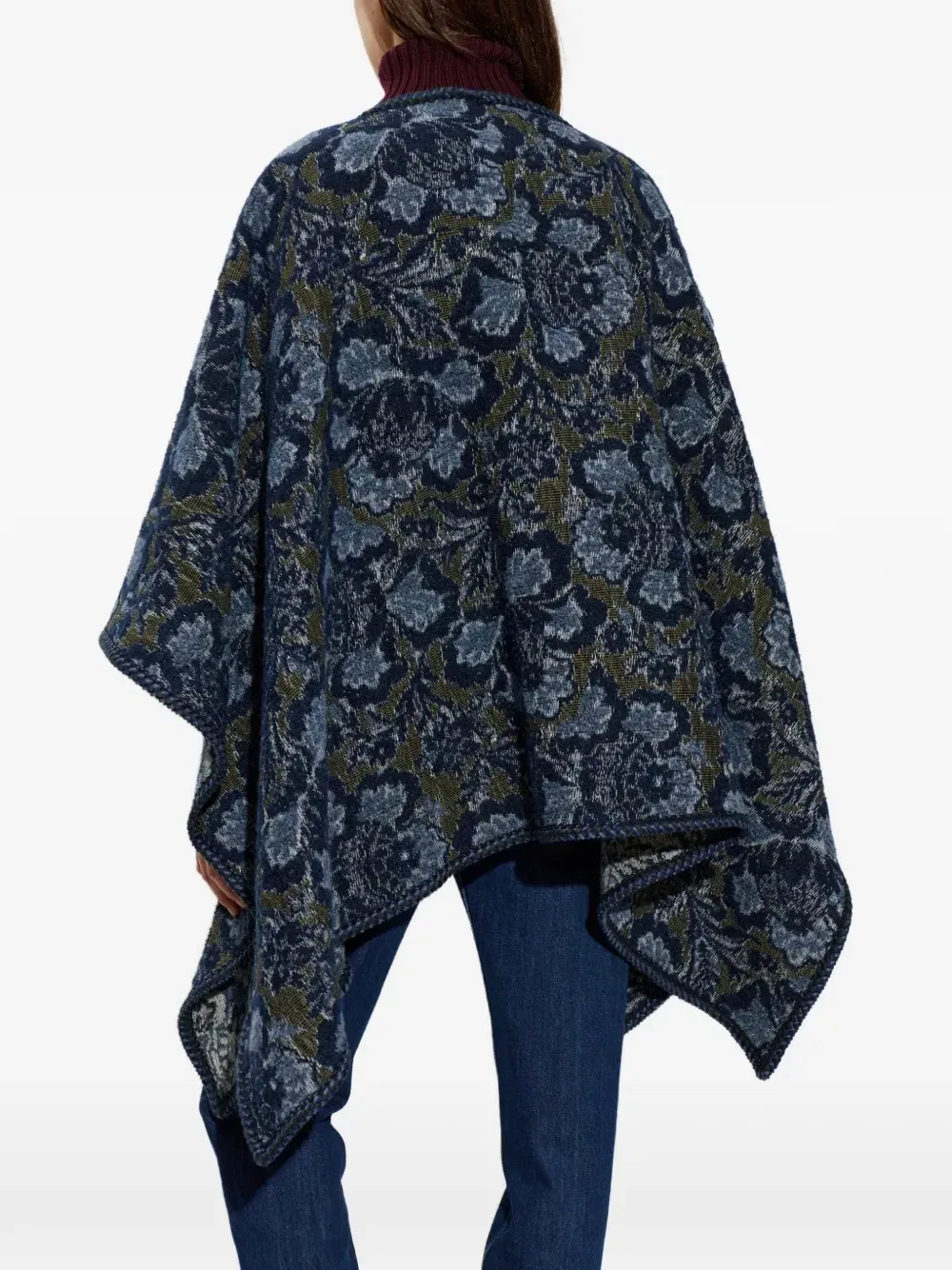 Пончо с цветочным узором Etro, синий — фото 4