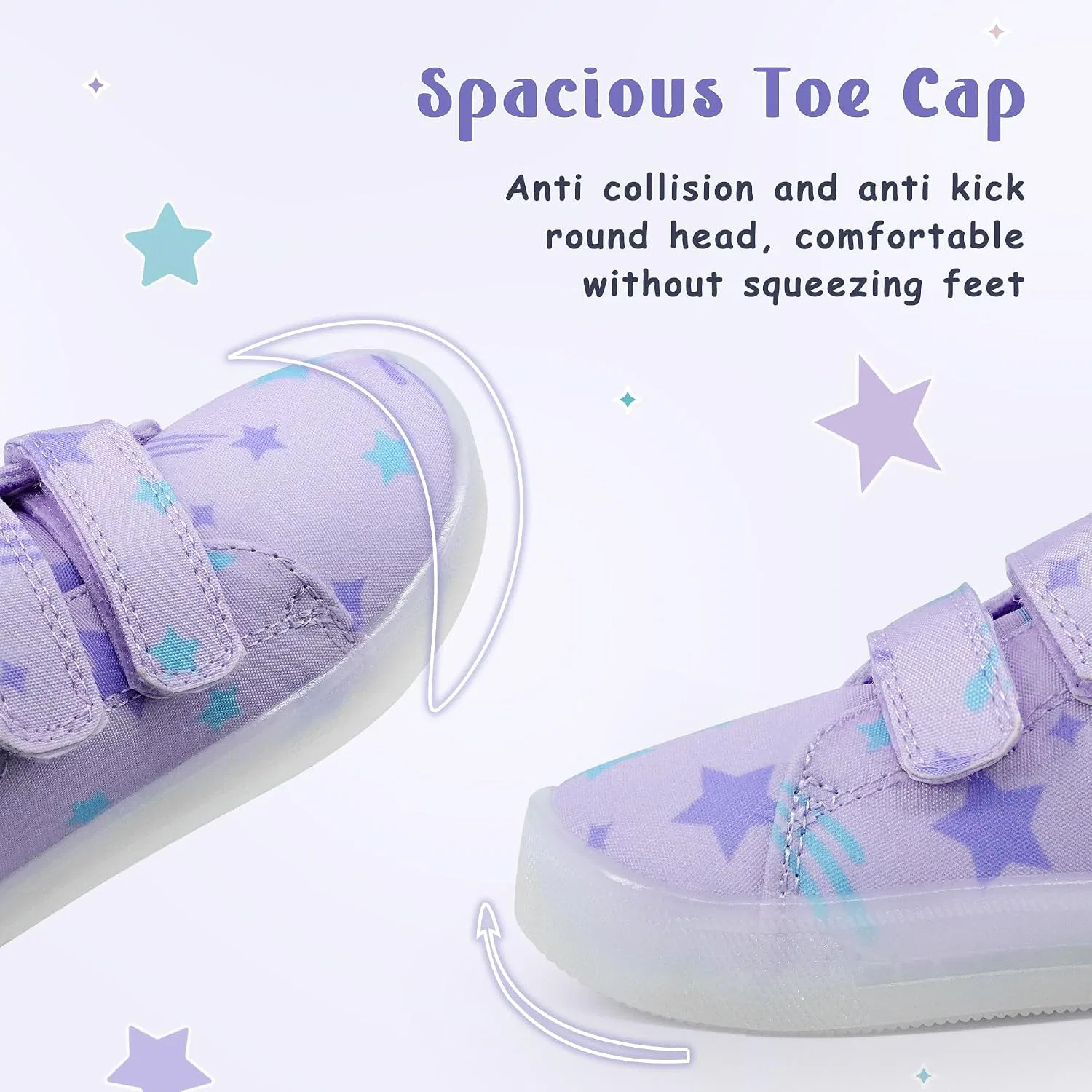 Детские кроссовки для девочек со светящейся подошвой Vivaki YESKIS, Purple Star Light Up Shoes — фото 4